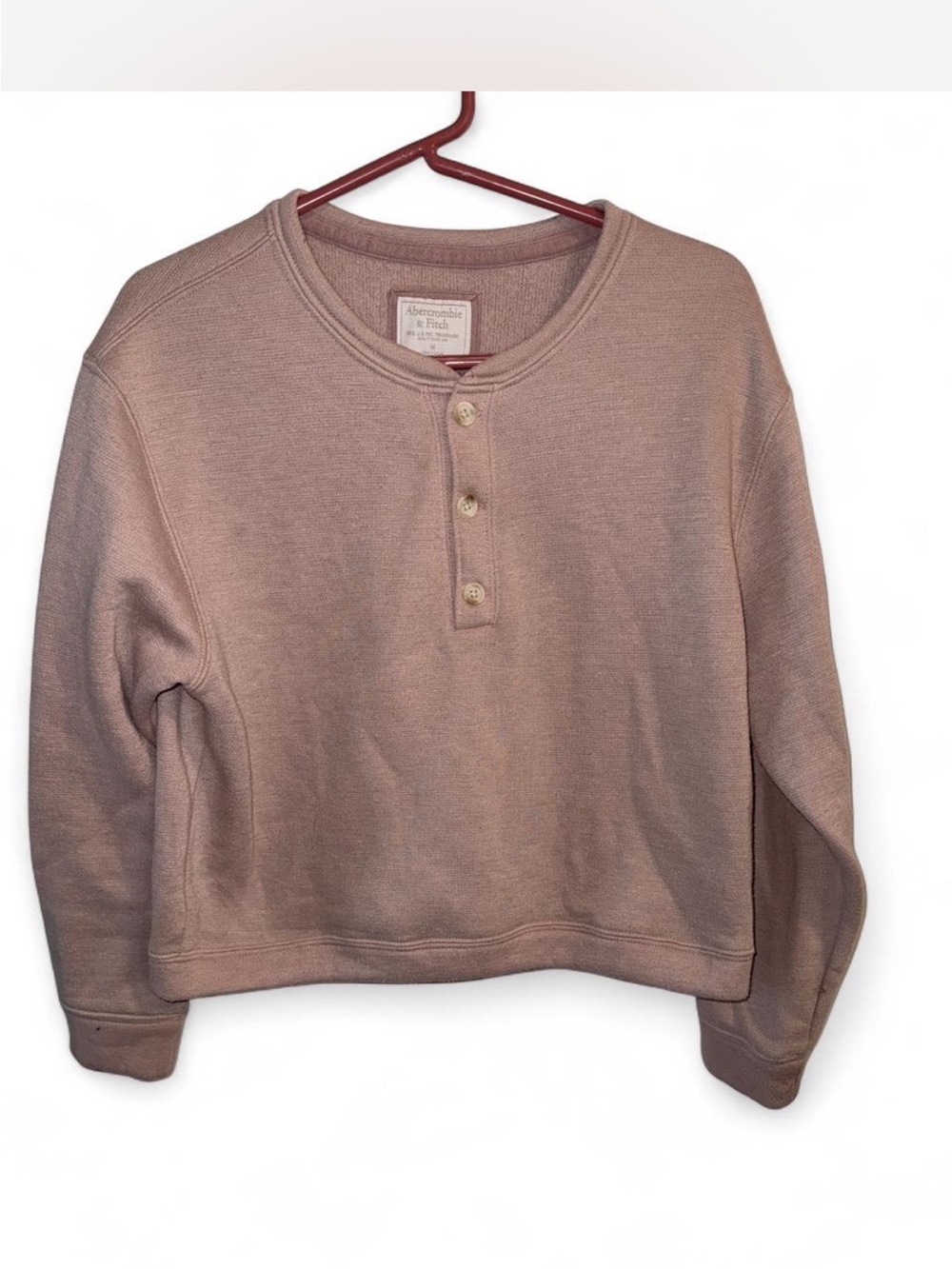 Abercrombie & Fitch Women's Henley Crewneck Sweater - Mauve